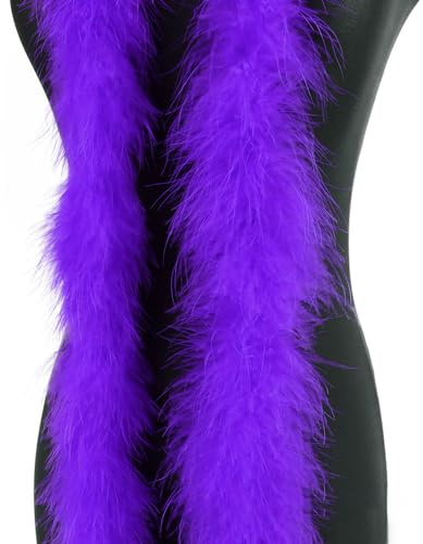 2m 8cm Federboa Truthahnfedern Boa,Flauschige Plüsch-Feder Boa Federstola Federschal Federgirlande für Weihnachtsbaum Hochzeit Basteln Burlesque Karneval Party 20er Jahre Kostüm Deko,ca. 15g Lila