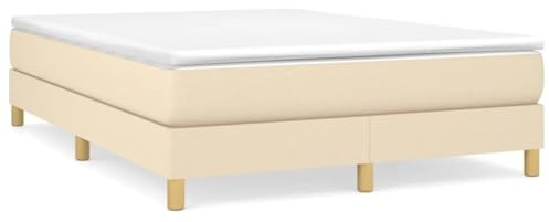 AUVYI Letto a molle imbottita, letto, letto, telaio letto, camera da letto, 140 x 190 cm, colore: crema