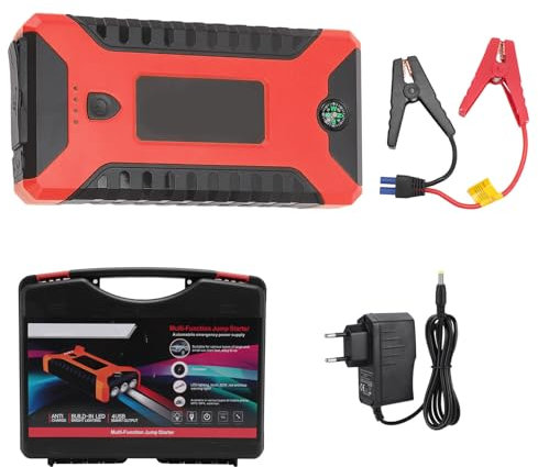 ciciglow Démarreur de Saut de Voiture, 12 V 4 USB, Charge Rapide, Démarreur de Batterie de Voiture Portable, 1000 A, Booster de Batterie de Voiture pour Lumière LED d'urgence (Prise UE)
