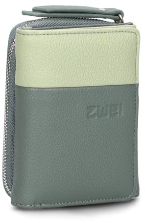 Zwei Damen Portemonnaie Eva EVW15 kompakte Geldbörse, 6 Kartenfächer, ein Scheinfach, ein Sichtfach, Münzfach außen, Fach für Einkaufswagenmünze, moderner und eleganter Geldbeutel (Eucalyptus)