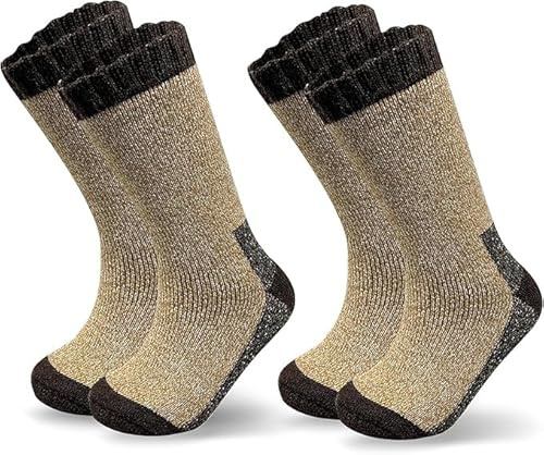 COSHAL® 2 par merinoull strumpor för män merinoull vandringsstrumpor män tunga tjocka och termiska promenadstrumpor UK storlek 6-11, Brun, 40-45 EU