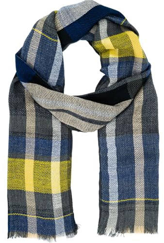 LINDENMANN Schal Herren blau-gelb Herren-Schal dünn 50% Polyacryl/ 50% Viskose