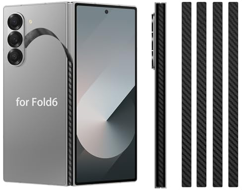 4 Pack for Samsung Galaxy Z Fold 6 Hinge Skin Wrap Carbon Fiber Using 3M 2080 Phone Cover Protector Film Sticker Flexible PVC Vinyl Thin Decal Protective Film for Side Border