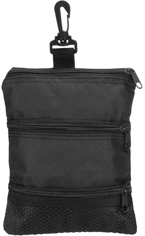 PATIKIL 3 Golf-Tasche 7,8x7 Zoll Reißverschluss-Golfballtasche Schwarz | Mit Clip, Für Wertsachen Tee-Tasche Multi-Tasche für Männer Frauen Halter