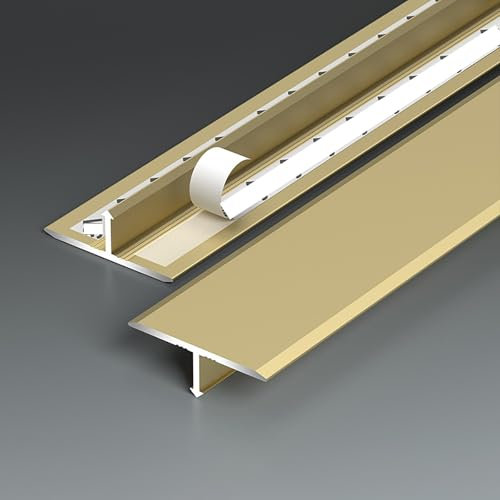 Raouoae Übergangsprofil T-Profil Übergangsleiste 2 Stück 90cm Türschwellen Leiste Bodenleisten Eloxiert Breite 22/25mm T Profil Aluminium Verbinden Sie Ihre Böden Nahtlos(Gold,Breite: 25 mm)