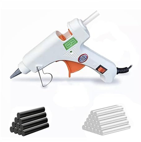 Electric Glue Gun Set with Clear & Black Glue Sticks for Ceramics, Plastics, Textiles, Wood, Paper & Cardboard