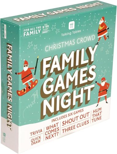 Talking Tables Christmas Family Games Night Christmas Board Game for Kids Activity for Xmas Day Secret Santa Gift Six Games Compendium Includes Charades, Trivia Drawing Shout Ages 9+