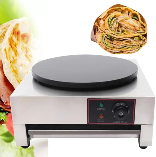 JJENXYYDS Máquina para Hacer panqueques de Acero Inoxidable de un Solo Cabezal Comercial, máquina para Hacer Crepes para Cocina con Placa calefactora Antiadherente para Crepes Redonda Máquina