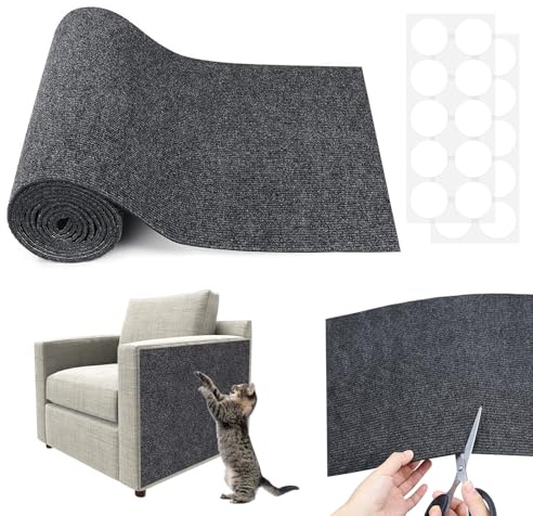 Klösträd matta 200 x 40 cm, självhäftande gör-det-själv klättring katt skrapa för möbelsoffa, mörkgrå