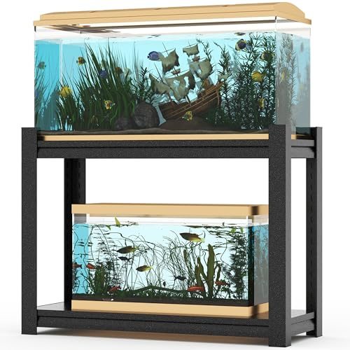 10-20 Gallon Fish Tank Stand Storage Shelf,Heavy Duty Sturdy Reptile Stand,28.43*27.56*15.75Gallon Aquarium Stand,Reptile Tank Stand,Terrarium Stand,Breeder Tank Stand,Total Load1000lbs,Black