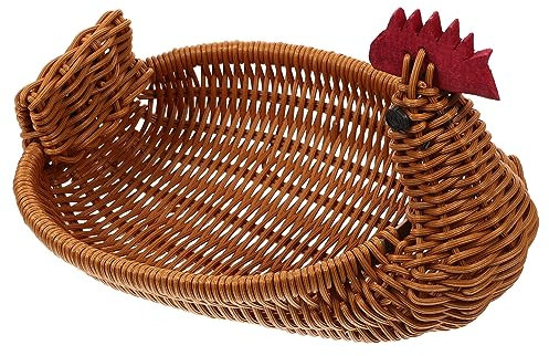 Ciieeo Ostern Dekorativer Tierhalter Gewebter Korb Für Obst Küchenaufbewahrungskorb Natürlicher Rattankorb