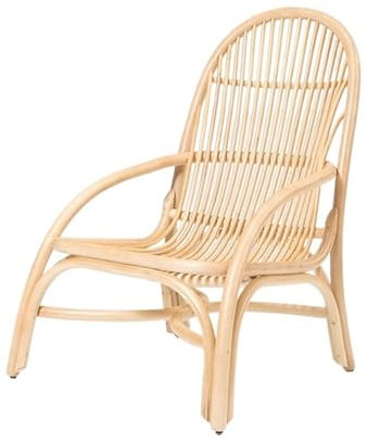 Rattanstuhl- Rattan-Loungesessel mit Armlehnen, Terrassenstuhl for den Außenbereich, dekorativer Stuhl for das Wohnzimmer, Mid-Century-Loungesessel, Balkonmöbel for Wohnungen, Rasen, Hinterhof, Garten
