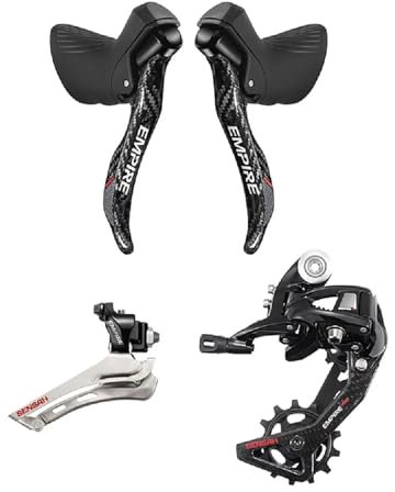 Empire 2 x 11 Gang Kohlefaser/Aluminiumlegierung Fahrrad Schalthebel 22S Rennrad Schaltwerk Gruppe 11S Rennrad Schalthebel + Schaltwerke + Umwerfer (Carbon 2X11 Gang (GS))