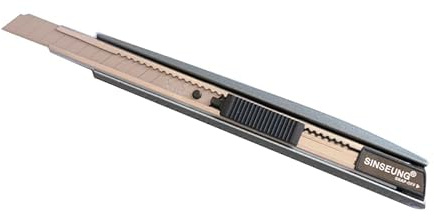SINSEUNG – S503 Profi CUTTERMESSER 9 mm | Aluminium/Edelstahl | Abbrechklingen & Ersatzklingen | Sicherheitsmesser für Karton, Teppich, Trockenbau | Kleinmesser & Multifunktionstool