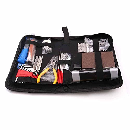 Wakects 57 PCS Guitar Luthier Tools Kit, Reparaturwartungstools String Action Lineal Nadel -Dateien für Gitarren Ukulele Bass Zubehör