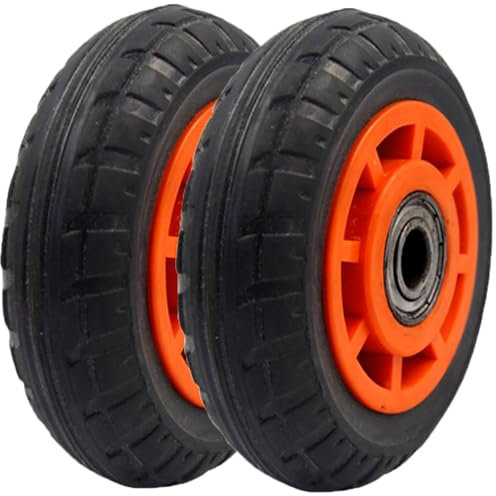 Coppia di Ruota Tubeless Antiforatura in Gomma e PVC per Carriola e Carretto e Carrello – 2x Pneumatico di Ricambio Disponibile in Diverse Taglie – Asse 15mm (Diametro 200mm (asse 15mm - Max 210Kg))