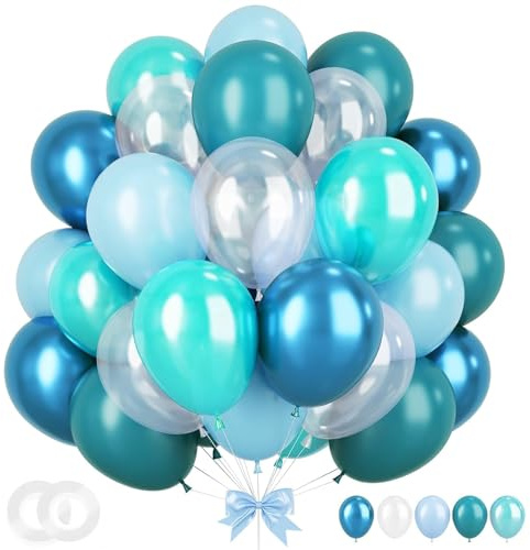 DazzJoy 30 Stk Luftballons Türkis Blau Set, 10 Zoll/25cm Türkis Blaue Luftballon Girlande, Blau Ballons Babyparty Deko Junge, Hellblau Turquoise Luftballons für Babyshower Ocean Geburtstag Taufe Deko