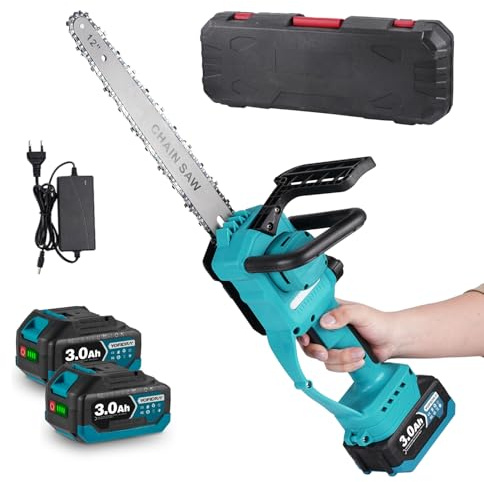 Yofidra Tronçonneuse sans fil, 30,5 cm, scie à élaguer, électrique, tronçonneuse manuelle pour la coupe du bois