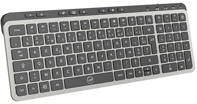 Mobility Lab – KP450W Compact – Tastiera senza fili Multi-connessioni – AZERTY, ricevitore USB 2.4 Ghz + 2 x Bluetooth, 25 scorciatoie multimediali, ricarica rapida tramite USB-C – Windows