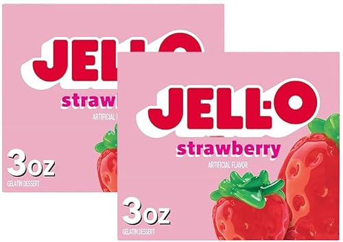 JELL-O Strawberry 2er Set 2x85g – Amerikanisches Dessertpulver Erdbeere, Original USA Candy