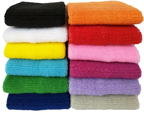 Packool 12 Pairs Neon Wristbands, Elastic Sweat Absorbing Wrist Sweatbands Sports Wristband Gymnastics Wristbands for Men Women