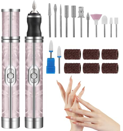 Electric Nail File,Nail Drill Rechargeable Nail Grinder for Thick Toenails | Hard Nail File with 18 Grinding Heads 4 Speed 20000rpm Electric Toenail File Nail Tools for Gel/Acrylic Nails Home Travel Use