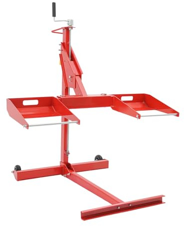 Rasenmäherheber Hebebühne für Rasenmäher Rasentraktorheber auf Rollen Hebevorrichtung Rasentraktor Heber Lifter Lift Werkzeug 104-126cm-Verstellbar-Breite Hebekraft max.204kg für die Wartung Reparatur