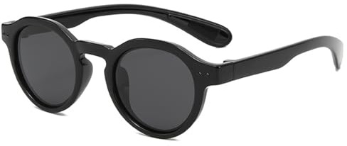 CIKJUK Kids Polarised Sunglasses Boys Girls Round UV Protection Rubber Cool Sun Glasses for Childrens Age 4-12 - Black