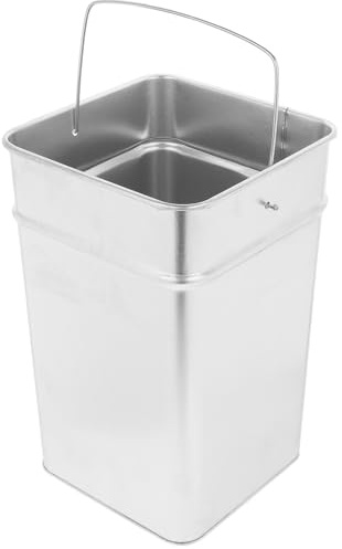 Veemoon Cubo de Basura Exterior Metálico de Acero Inoxidable Anti-Corrosión Rectangular 31X20X20 CM Asa Interior Portátil Contenedor Multiusos para Hogar y Cocina