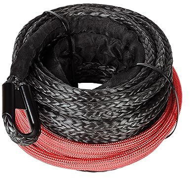 Câble de treuil synthétique, 10mm X 26m 22000LBs Corde de câble de treuil synthétique avec manchon de protection noir for ATV UTV SUV (noir)