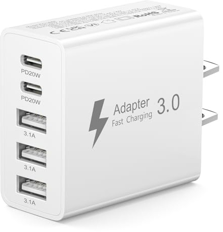 USA Reise-Ladegerät, Reiseadapter USA, US-Stecker, Kanada-Adapter mit 2 USB-C Schnellladeanschlüssen & 3 USB-A für USA/Kanada/Mexiko/Japan, 50W Typ A/B Netzteil, Amerikanischer Wandstecker