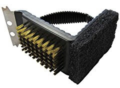 Cook’in Garden- Brosse de Nettoyage 3 en 1, Mousse + Cuivre + Racloir Inox, Idéale pour Barbecue et Plancha, Nettoie et Dégraisse en Profondeur