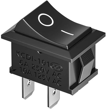 CABLEPELADO Interruptor basculante, 2 posiciones, 2 vías, 2 pines, 2 terminales, ON/OFF SPST, 16 A 250 VAC | 10A 125VAC, Negro sin Luz