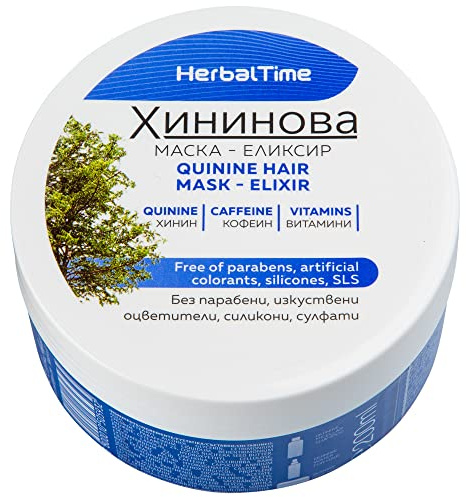 Herbal Time Chinin Haarmaske - Elixir | Anti-Haarausfall Behandlung | Kraftvolles und Glänzendes Haar | ohne Parabenen, Silikone, Sulfaten | 200ml