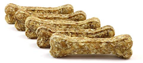 DOGBOSS 100% Natur Kauknochen Hundeknochen speziell für Welpen ab der 16. Lebenswoche & Seniorhunde, Rinderhaut mit Pansen, 5 Stück 17 cm