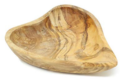 Benera Olivenholz Schale in Herzform Als Ablage Snackschale oder Deko 14x12x3 cm
