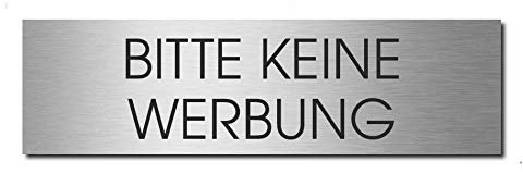 Briefkasten-Schild selbstklebend mit Gravur BITTE KEINE WERBUNG MOCAVI Stick 902 M, Edelstahl graviert zweizeilig, modernes Design, passend für MOCAVI Boxen