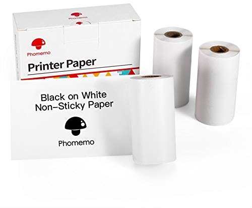 Phomemo White Nicht Klebendes Thermopapier für Phomemo T02, M02, M02S, M02PRO, M03, M03AS, M04S, M04AS Tragbarer Thermodrucker für Aufgabenliste, Notizen, 50mm x 6.5m