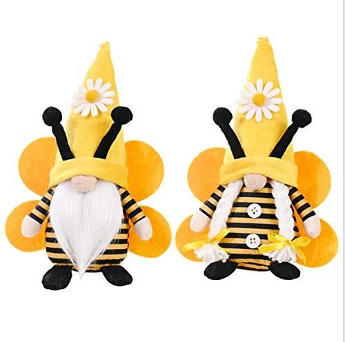 Super Idee 2er Set Schöner Bienenfestwichtel Zwerg Frühlingswichtel Niedliche Wichtel-Figur Bienenelfen Bienen Wichtel Deko Tischdeko Geschenke für Kinder Ideal zur Hochzeit Geburtstag Taufe Kommunion