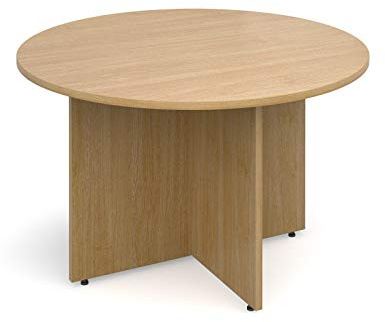 Mr Office Arrow head leg circular meeting table 1200mm, Oak