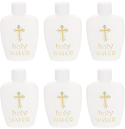 EXCEART Weihwasser Flasche 6Er Set Kleine Heilige Wasserflaschen 60 Ml Kunststoff Für Taufe Kirche Ostern Exorzismus Mit Kreuz Motiv Praktisch Für Religiöse Zeremonien