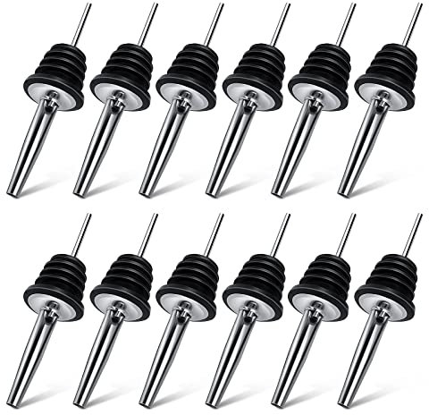 Abeillo 12Pcs Bottle Speed Pourers for Spirits, Stainless Steel Liquor Spirits Pourer Bar Accessories Bottle Dispenser for Wine Spirits Alcohol Olive Oil Syrup Vinegar Bottles
