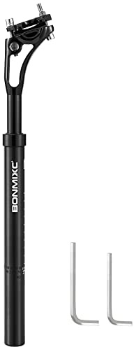 BONMIXC Suspension Seatpost 27.2 400mm Layback, 300lb Support for Larger & Tall Riders, Reduce Wind Drag, Anti-Slip Shock Absorbing Alloy Bike Seat Post, Adjustable Two-Way-Bolt Clamp