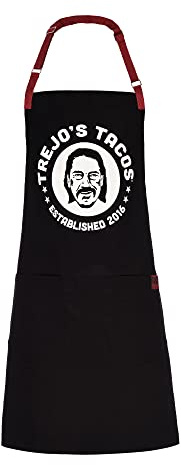 Trejo's Tacos Kochschürze aus Segeltuch, für Damen und Herren, mit verstellbarem Nackenband, Schwarz