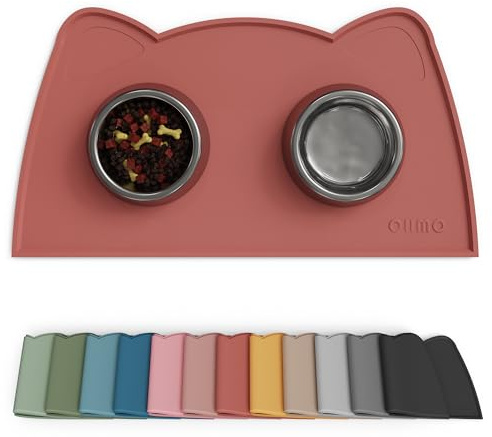 OHMO Piccole Tappetino Ciotola per Cani e Gatti in Silicone, Impermeabile Antiscivolo a Prova di Fuoriuscita per Cibo e Acqua, Facile da Pulire, 46x25 cm, Eritrinus