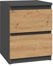 VBChome Nachttisch 30 x 30 x 40 cm Eiche Artisan - Antrazit Nachttisch mit 2 Schubladen für das Schlafzimmer Grifflose Büro Zimmer Modern Eiche Artisan - Antrazit