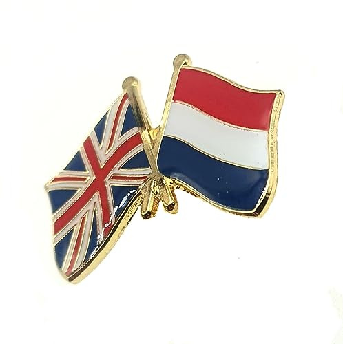 UK United Kingdom Netherlands Dutch Great Britain Union Jack Metal Enamel Country Flag Pin Badge Friendship Together