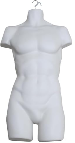 Guru Adult Male Full Size Hanging Body Form Mannequin - Ideal for Shop Display, Market Traders (White)