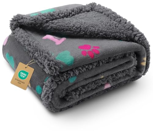 Luciphia Waterproof Pet Blankets for Couch Sofa Bed Cover Cat Liquid Pee Proof Washable Soft Fluffy Large Dog Blanket Reversible Furniture Protection Puppy Grey Bone Thicken Small（40 x 28）