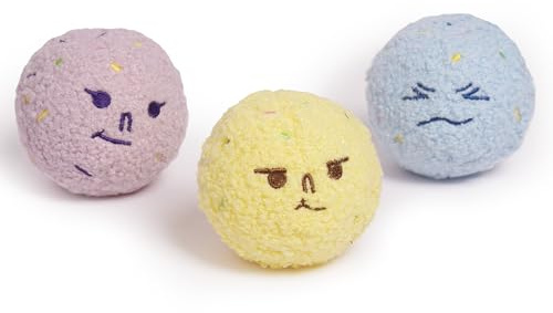 CHEWFFON 3er-Pack 7 cm Eiscreme-Hundebälle | Quietschendes Geburtstags-Hundespielzeug, 2-in-1 interaktives Apportier- & Kauspielzeug, Zerreiß- & Entdeckungsspiel